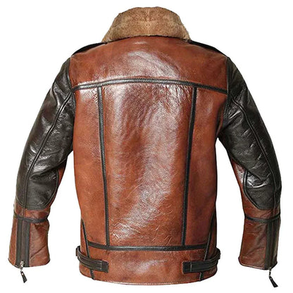 Men's Genuine Leather Aviator Jacket Brown Shearling