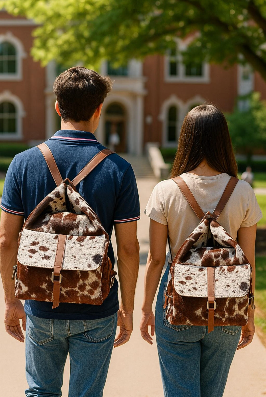 Cowhide backpack purse shoulder bag