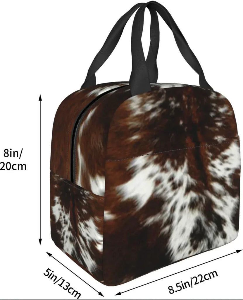Genuine Cowhide Lunch Box With Black Carry Handles
