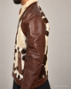 Cowhide Jacket With Brown Leather Sleeves and Hair On Hide