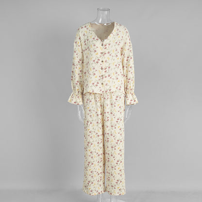 Floral cotton lounge pajama set women