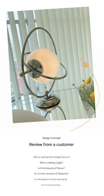 Retro Glass Moon Table Lamp Vintage Orbit Bedside Light