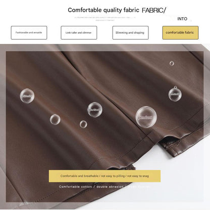 Flap Pocket Split Thigh Imitation Leather Skirt