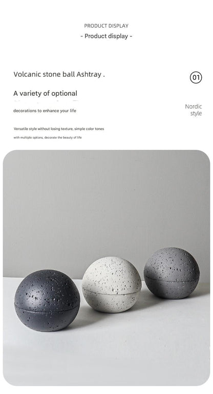 Nordic Design Volcanic Stone Spherical Cement Ashtray Home & Hotel