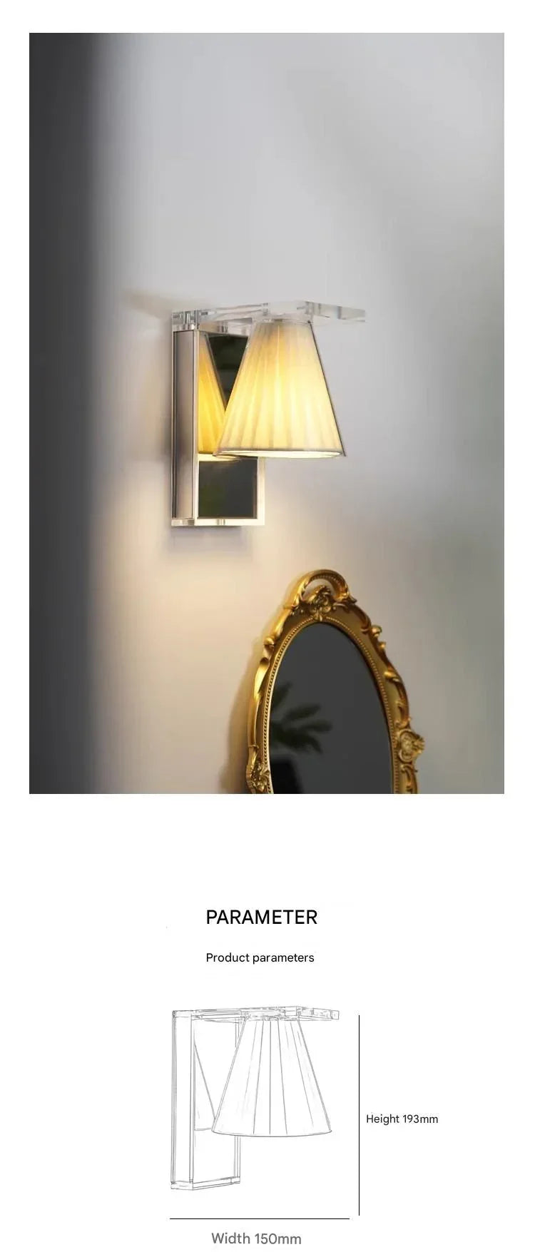 Italian vintage acrylic bedside wall lamp