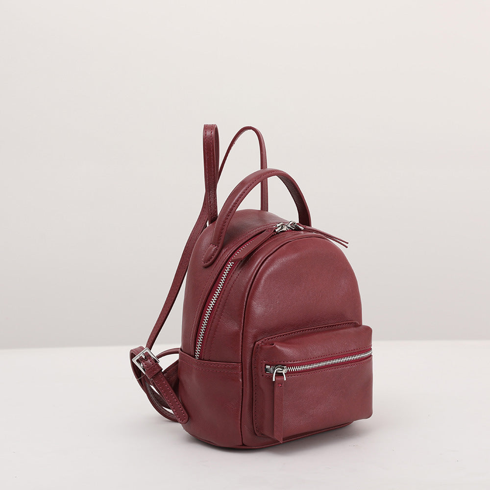 Mini Women Leather Backpack Full-Grain Small Backpack Purse