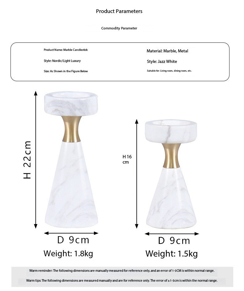Luxury Marble Candlestick Holder with Gold Accent