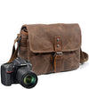 Canvas Camera Bag with Top-Grain Cowhide and Interior Dividers