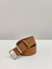 Women suede leather wide belt for coats Caramel (with silver clasp)