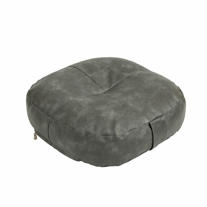 Faux Leather Pouf Ottoman Round Floor Seat Cushion