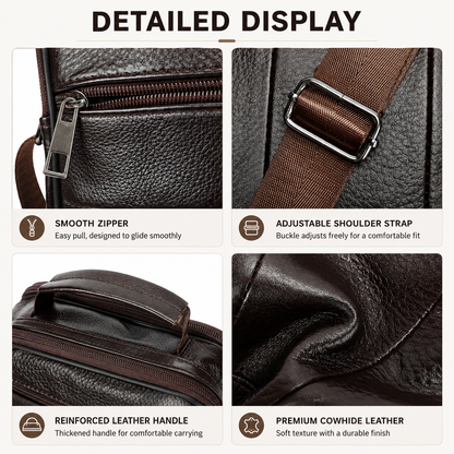 Men’s Genuine Leather Crossbody Bag with Tablet Storage