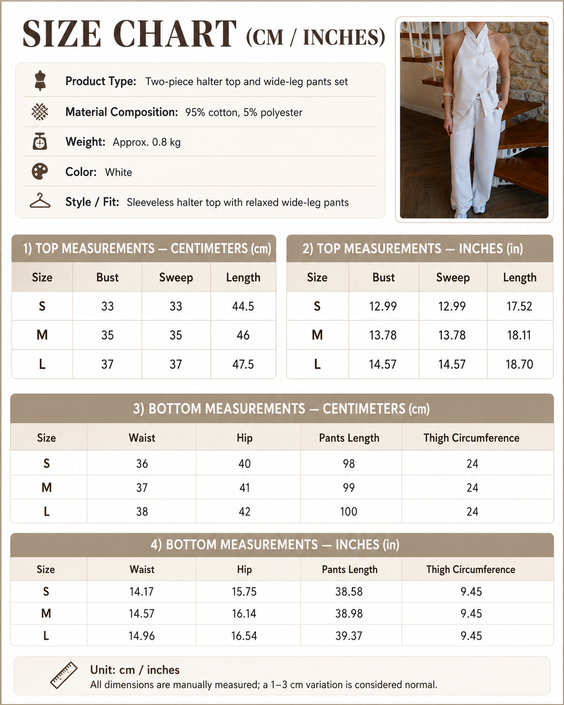 White pinstripe tie front halter vest and wide leg pants set