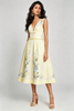 Yellow floral midi dress with waist bands
