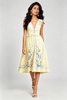 Yellow floral midi dress with waist bands