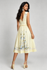 Yellow floral midi dress with waist bands