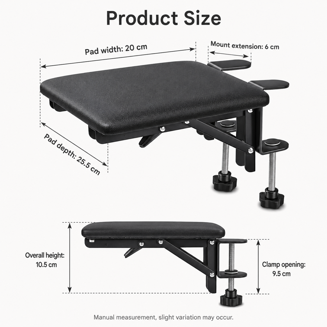 Leather desk arm rest clamp support