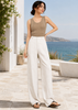 Womens wide leg linen pants with high waist