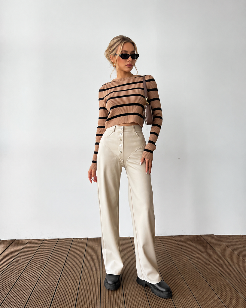 Leather Wide Leg Pants Women