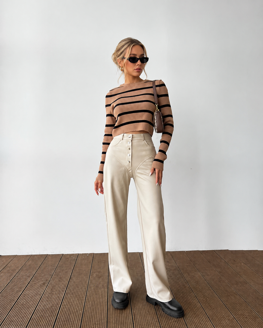 Leather Wide Leg Pants Women