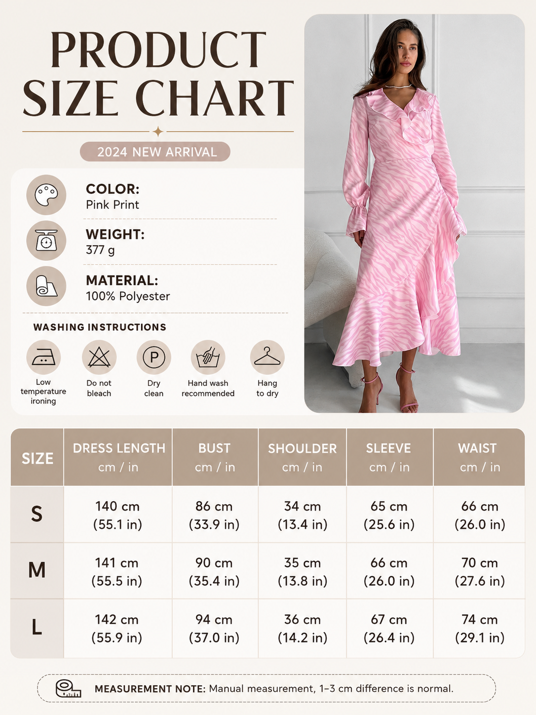 Pink Ruffle Maxi Dress with Wrap Front