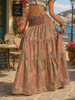 Smocked waist maxi skirt with tiered paisley print