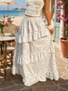High waist maxi skirt with layered ruffle hem