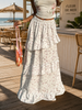High waist maxi skirt with layered ruffle hem
