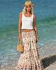 Smocked waist maxi skirt with paisley tiered hem
