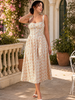Floral midi dress with smocked back panel