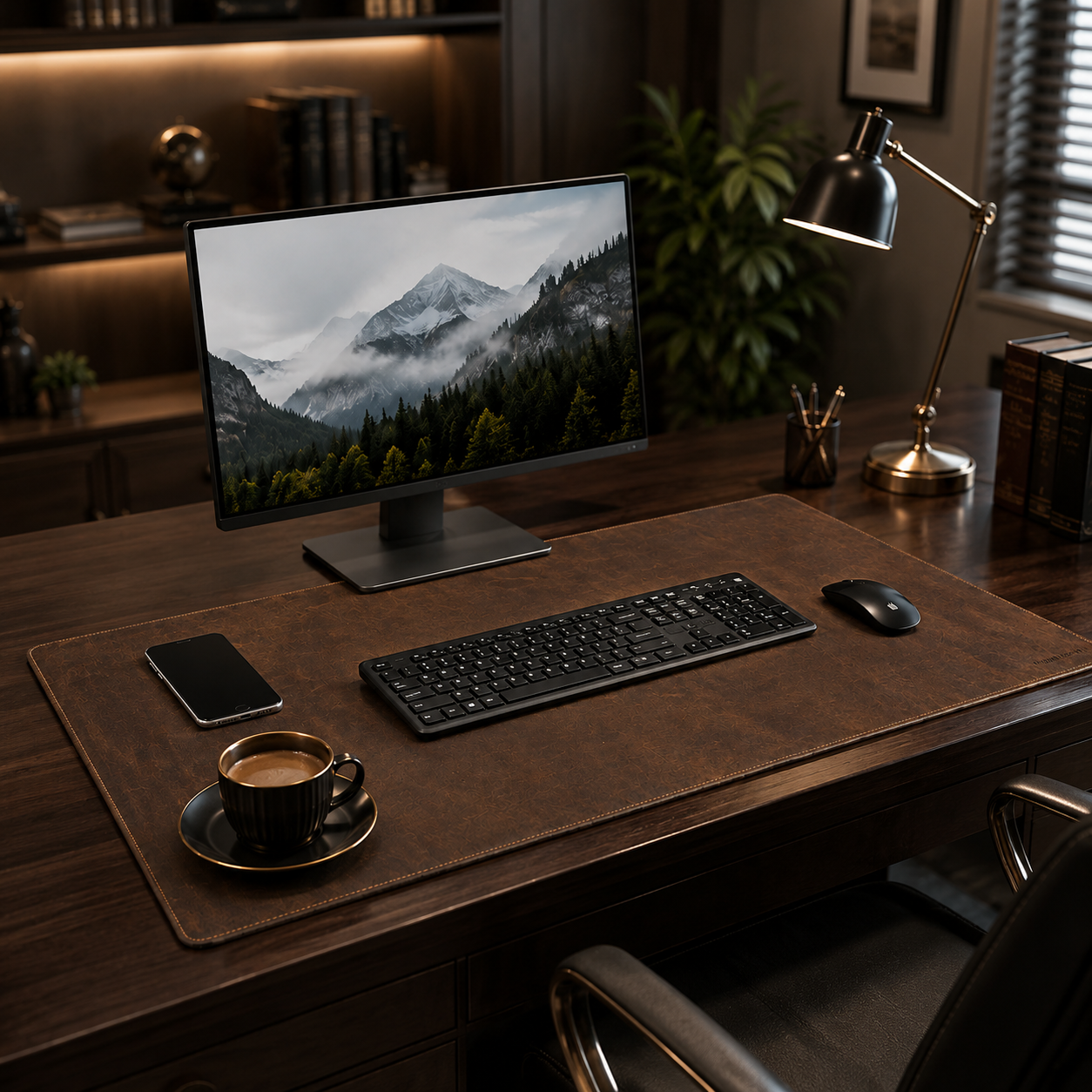 Retro Leather Desk Mat for Laptop and Office Desk