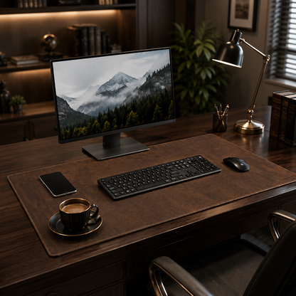 Retro Leather Desk Mat for Laptop and Office Desk