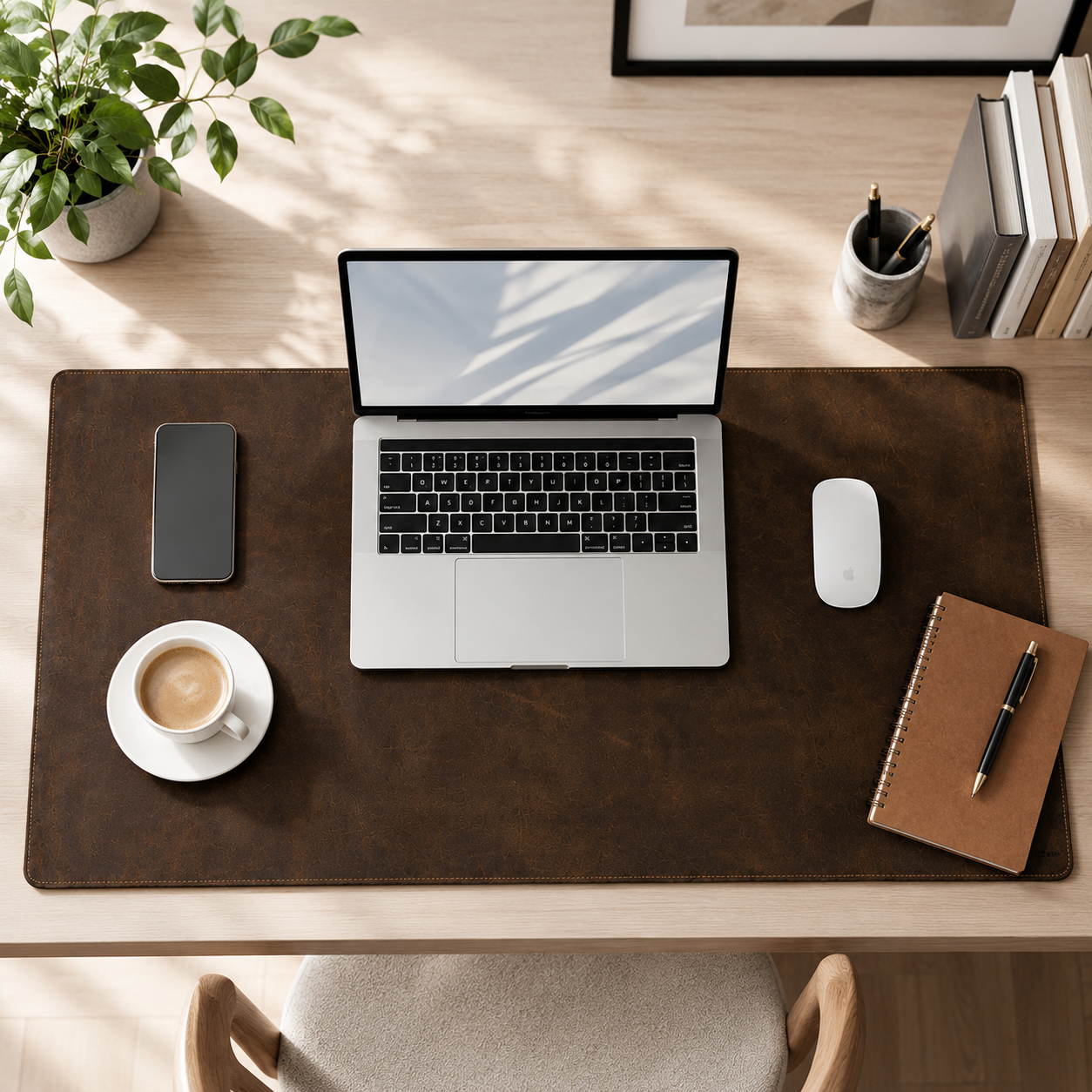 Retro Leather Desk Mat for Laptop and Office Desk