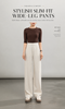 High-waisted casual pants for women with straight drape