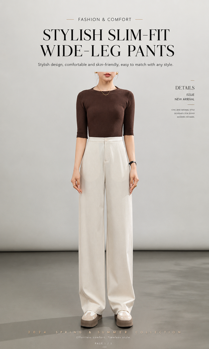 High-waisted casual pants for women with straight drape