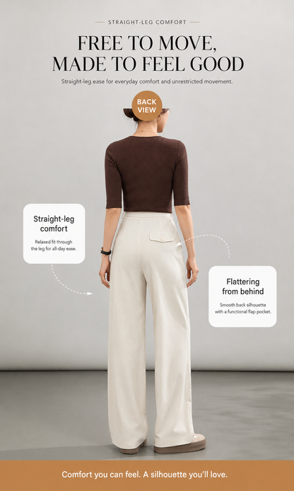High-waisted casual pants for women with straight drape