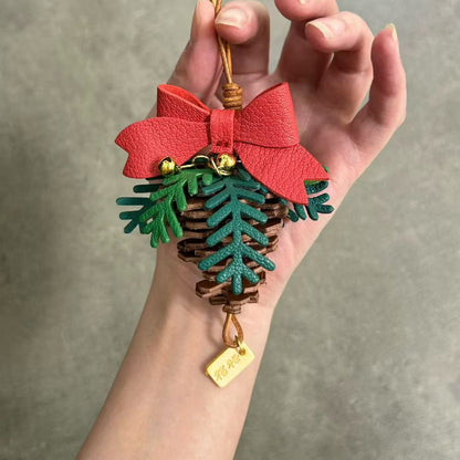 Leather pine cone christmas ornament gift