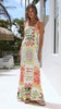 Printed Linen Blend Maxi Dress with Spaghetti Straps