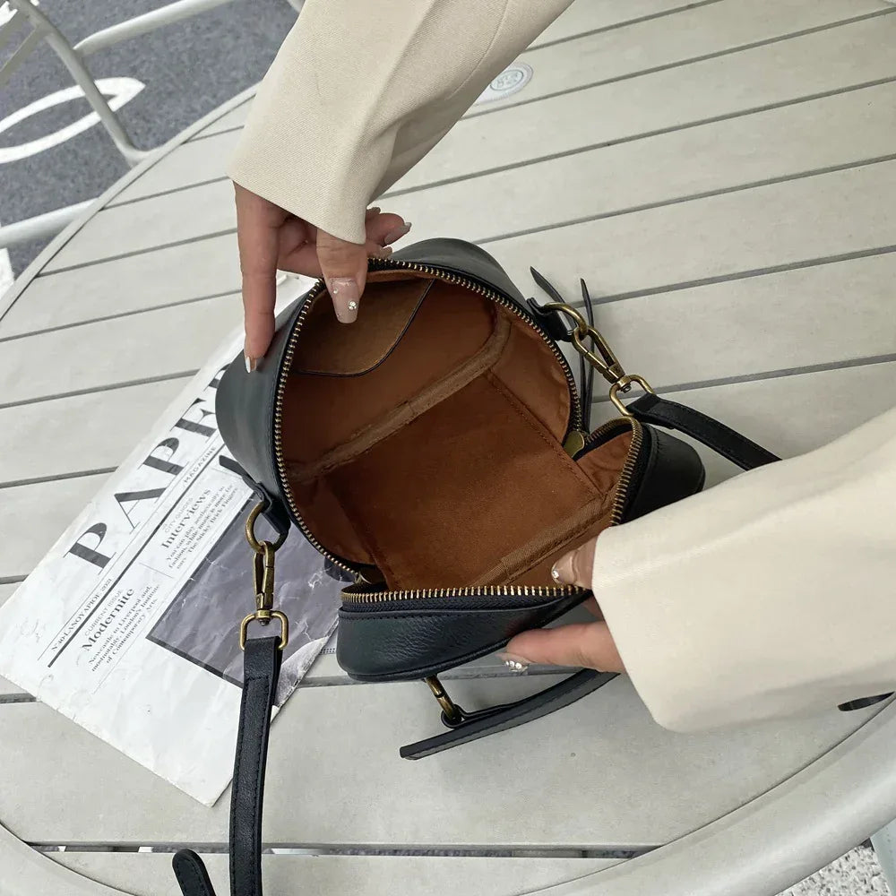 Women’s Leather Box Crossbody Bag with Top Handle