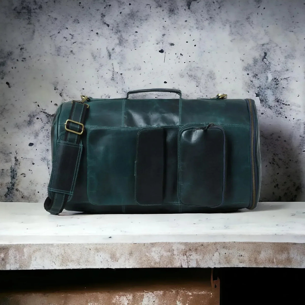 Convertible Leather Backpack Duffle Bag