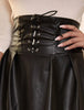 Women’s Black Lambskin Lace Up Mini Skirt