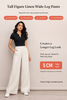 Cotton linen pants with a relaxed wide leg and smooth waistband