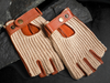Half finger leather driving gloves Brown XS