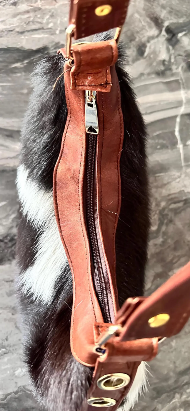 Hair on cowhide shoulder bag leather western purse