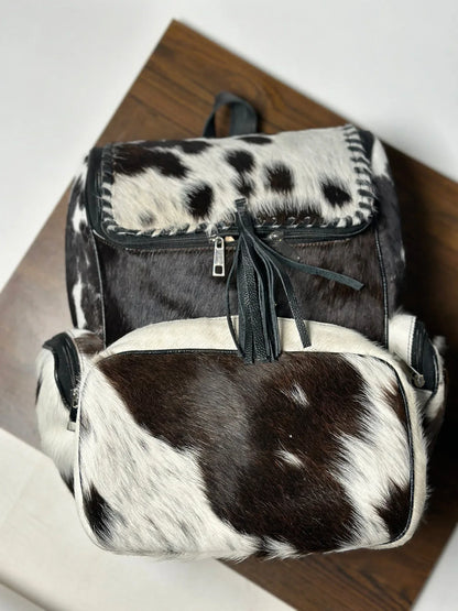 Cowhide Diaper Bag Backpack Real Cow Leather Western Purse