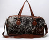 Cowhide Duffle Bag Travel Luggage With Leather Trim