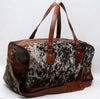 Cowhide Duffle Bag Travel Luggage With Leather Trim