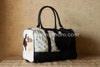 Cowhide Duffle Bag with Tricolor Hair-On Hide and Black Trim