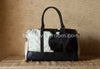 Cowhide Duffle Bag with Tricolor Hair-On Hide and Black Trim