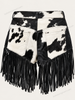 Cowhide Shorts With Fringe Real Hair On Hide Western Style
