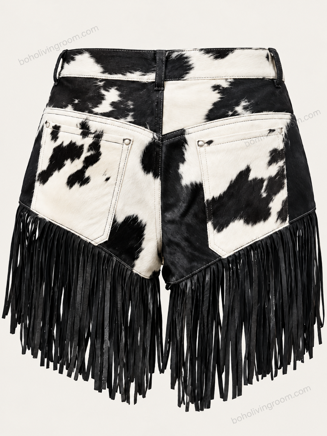 Cowhide Shorts With Fringe Real Hair On Hide Western Style